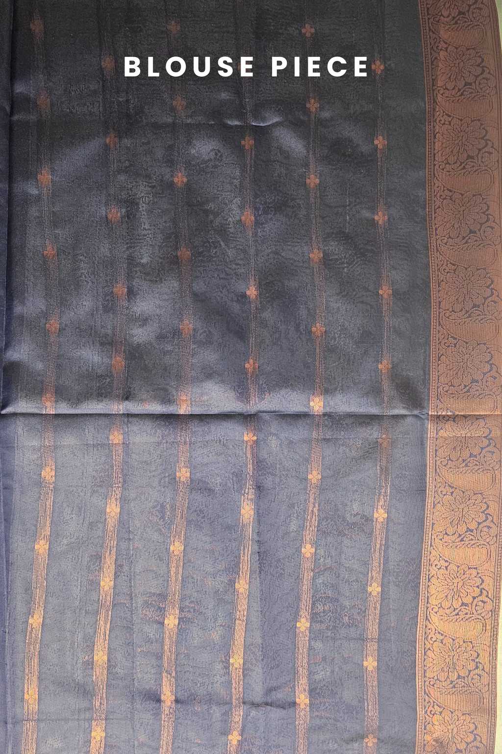 Black blouse piece with gold patterns and text 'BLOUSE PIECE' at the top.