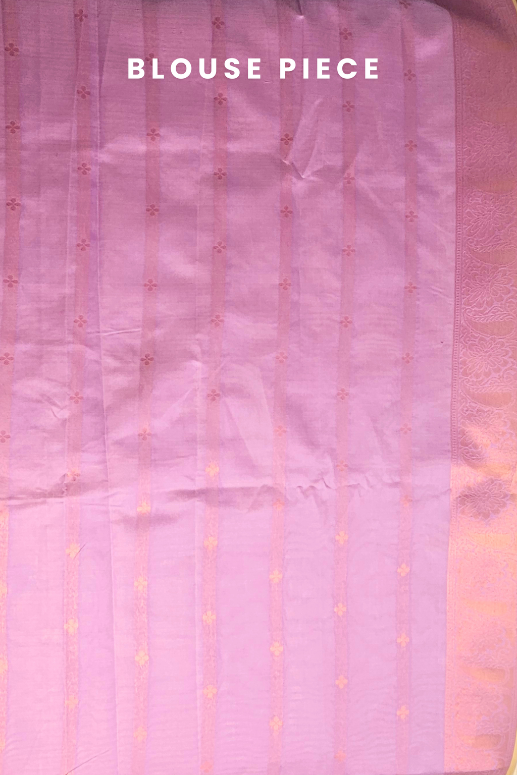 Silk Cotton Woven Saree – Lavender with Copper Zari