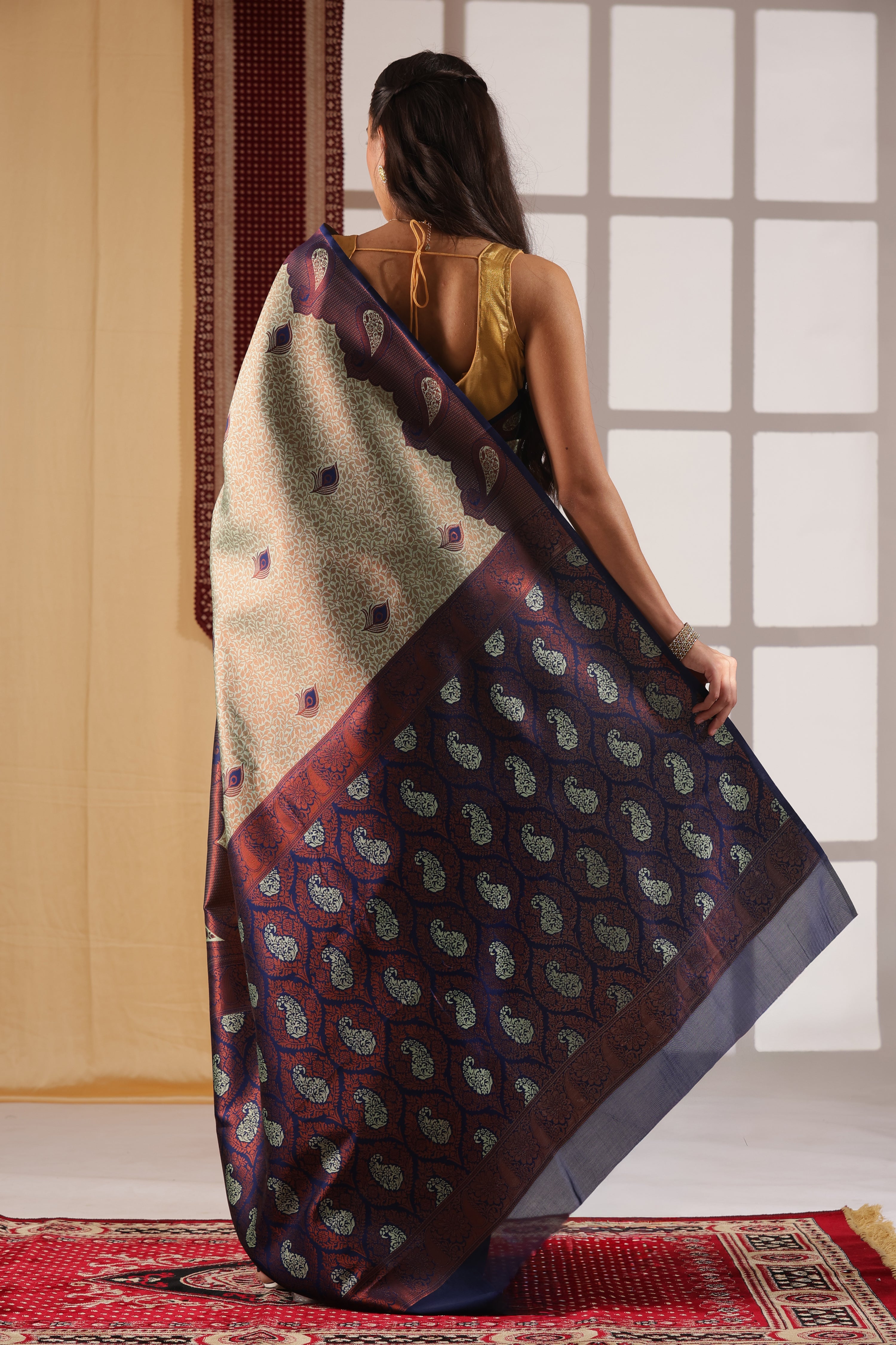 Classic Green with Copper Zari Woven Silk Cotton Saree for Women
